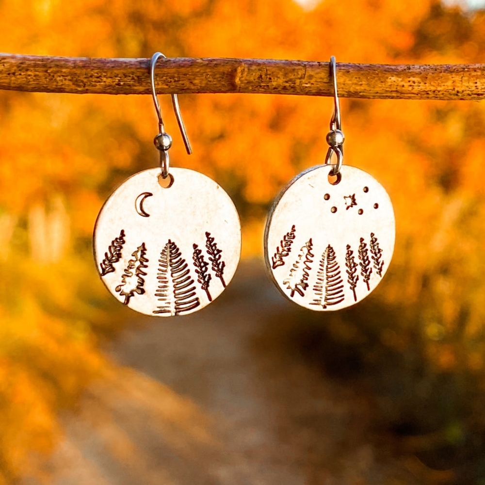 Handmade forest night earrings